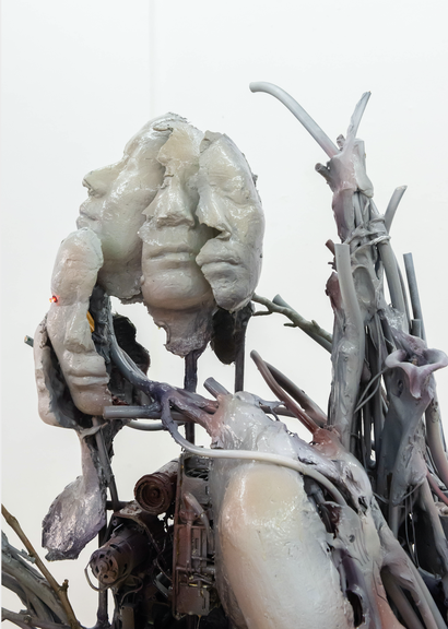 Yein Lee <i>devouring chaos - growth of reconstructed time, overflowing bodies, and static electricity</i>, Detail, 2022  Installationsansicht, Loggia, München, 2022 Foto und Courtesy: Yein Lee und Loggia, München/Wien